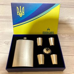 Подарунковий набір MOONGRASS 6в1 з флягою, чарками, лійкою UKRAINE WKL-007