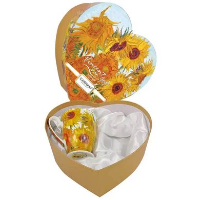 Подарунковий набір Carmani, кружки в серці Ван Гог "Соняшники" (280 мл, 2 шт) 830-0306