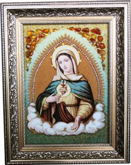 Ікона із бурштину "Богородиця" (28 x 37 см) B043