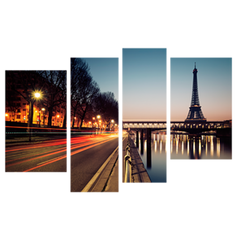 Модульная картина на 4 части "Париж" (80 x 120 см) g144, 80 x 120, от 101 см и более