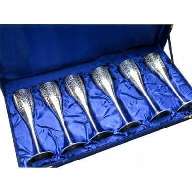 Бокалы для шампанского бронзовые с серебряным напылением (6 шт., h-23 см) 25926