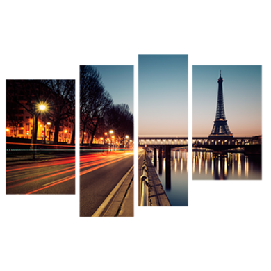 Модульная картина на 4 части "Париж" (80 x 120 см) g144, 80 x 120, от 101 см и более