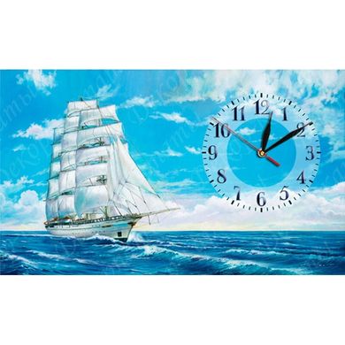 Настінний годинник на полотні "Вітрильник" (30 x 53 см) K-201