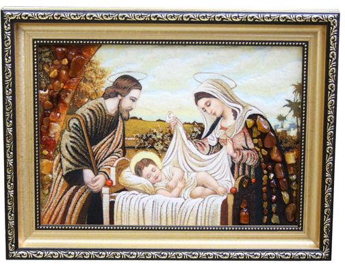 Икона из янтаря "Святое Семейство" (28 x 37 см) B077