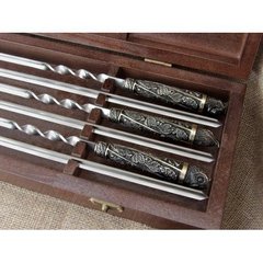 Набор шампуров с бронзовыми ручками "Дикие звери" в деревянном кейсе 470038