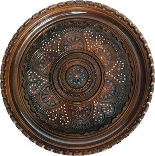Конфетница с резьбой и бисером круглая (21,5 x 21,5 x 5 см) SKR010