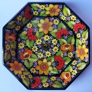 Цукерниця з петриківським розписом (32 x 32 x 5 см) VP0040
