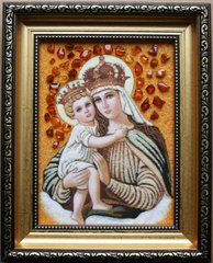 Ікона із бурштину "Богородиця з короною" (22 x 27 см) B031