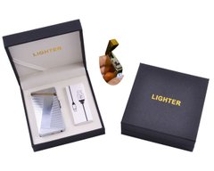 Електроімпульсна запальничка в подарунковій упаковці Lighter (Подвійна блискавка, USB) HL-36-3