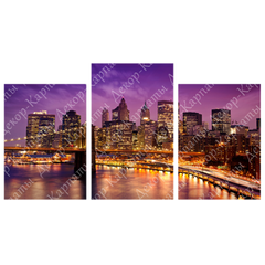 Модульна картина на 3 частини "Нью-Йорк" (55 x 100 см) G-201, 55 x 100, від 101 см і більше