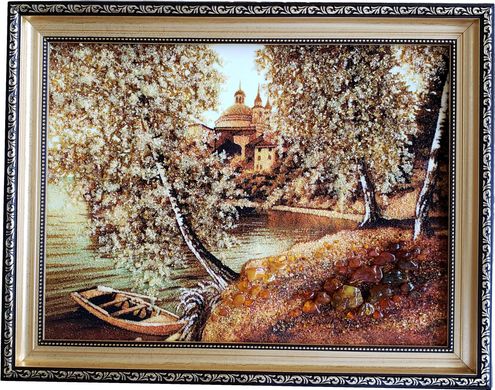 Картина из янтаря "Лодочка у берега" (37 x 47 см) B100