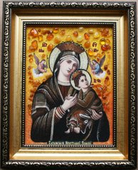 Икона из янтаря "Богородица Неустанной Помощи" (22 x 27 см) B032