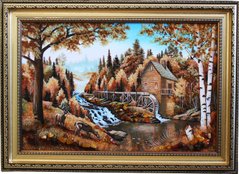 Картина из янтаря "Водяная мельница" (52 x 72 см) B001