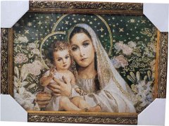 Гобеленова ікона з люрексом Богородиця з дитям (33 x 44 см) B111