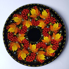 Тарілка з петриківським розписом квіткова (d-30 см) TR0277