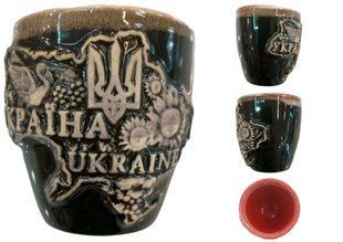 Чашка глиняна чорна "Україна Ukraine" (100 мл) US0152