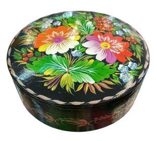 Шкатулка дерев'яна з розписом кругла (13 x 13 x 5 см) SK0576