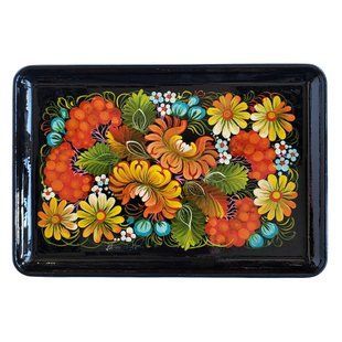 Поднос с петриковской росписью цветочный (31 x 21 x 2 см) VP0015