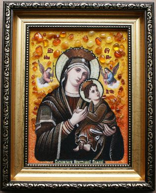 Ікона із бурштину "Богородиця Неустанної Помочі" (22 x 27 см) B032