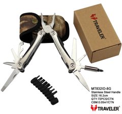 Многофункциональный нож (мультитул) с комплектом бит Traveler 16,2 см MT832ID-8G