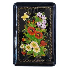 Поднос с петриковской росписью цветочный (31 x 21 x 2 см) VP0016