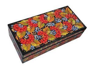 Шкатулка с петриковской росписью прямоугольная (19,5 x 9,5 x 5 см) SK0591