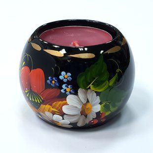 Підсвічник з петриківським розписом СК-08 (6,5 x 6,5 x 5 см) PR0006