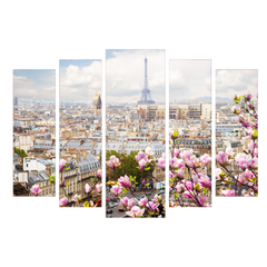 Модульна картина на 5 частин "Париж" (80 x 120 см) Q029, 80 x 120, від 101 см і більше
