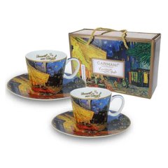 Подарочный набор Carmani Ван Гог "Ночная терраса кафе" 2 чашки эспрессо и 2 блюдца (100 мл, d-13 cм) 830-0710