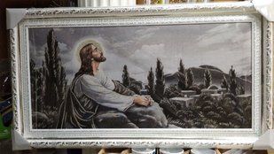 Гобеленова ікона з люрексом "Ісус на Оливній горі" (50 x 90 см) B259-1