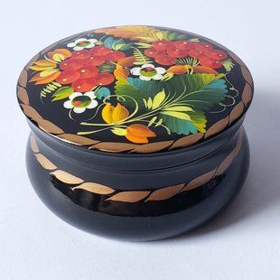 Шкатулка з розписом кругла ШК-10 (8,5 x 8,5 x 4,5 см) SK0249