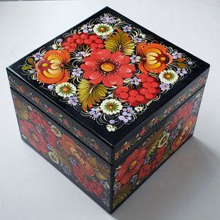Шкатулка з розписом квадратна (14 x 14 x 11 см) SK0468