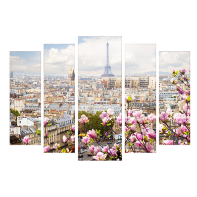 Модульная картина на 5 частей "Париж" (80 x 120 см) Q029, 80 x 120, от 101 см и более