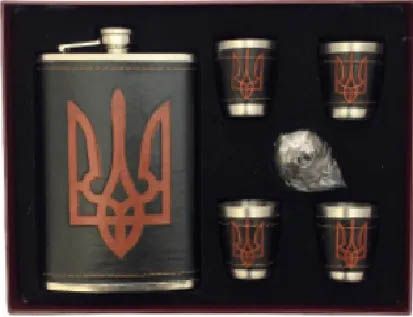 Подарунковий набір MOONGRASS 6 в 1 з флягою, чарками, лійкою UKRAINE WKL-015