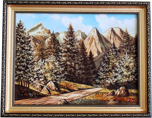 Картина із бурштину "Дорога в горах" (37 x 47 см) BK0012