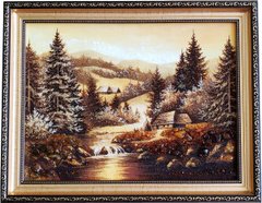 Картина із бурштину "Карпатський пейзаж" (37 x 47 см) BK0013