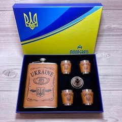 Подарочный набор MOONGRASS 6 в 1 с флягой, рюмками, лейкой UKRAINE WKL-005