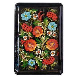 Поднос с петриковской росписью цветочный (31 x 21 x 2 см) VP0018
