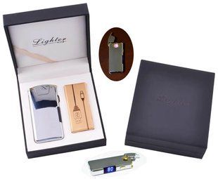 Электроимпульсная зажигалка в подарочной коробке Lighter №HL-111 Silver