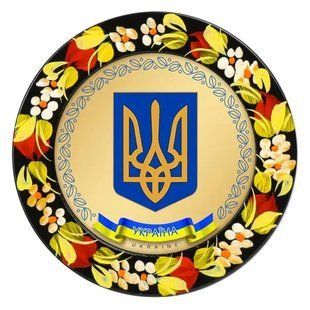 Магніт з петриківським розписом МД-01 Герб України (d-8 см) SRM100