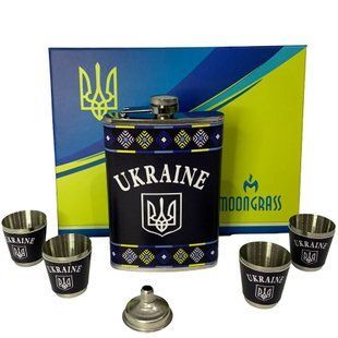 Подарочный набор MOONGRASS 6в1 с флягой, рюмками, лейкой Ukraine WKL-090