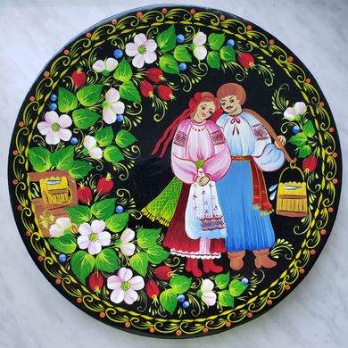 Тарелка с петриковской росписью сюжетная (d-30 см) TR0247