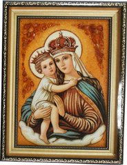 Ікона із бурштину "Богородиця з короною" (28 x 37 см) B082