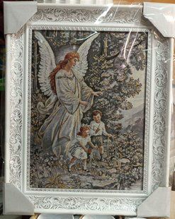 Гобеленовая икона с люрексом Ангел-хранитель (38 x 48 см) B278