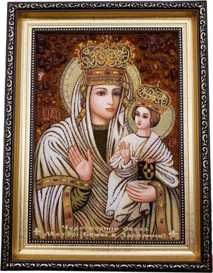 Ікона Божої Матері Зарваницької з бурштину (22 x 27 см) B155-1