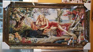 Гобеленовая картина с люрексом "Девушка с пантерой" (48 x 88 см) GB115
