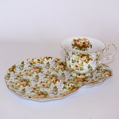 Набір чашка + блюдце з порцеляни "Квіткова галявина" (220 мл) 410-1084