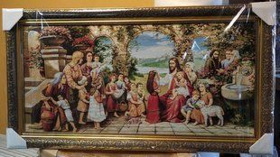 Гобеленовая икона с люрексом "Иисус Благословляет Детей" (48 x 88 см) B200-1