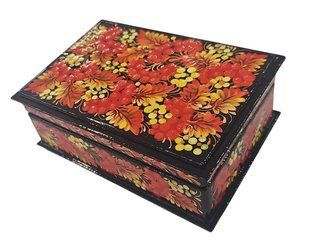 Шкатулка с петриковской росписью прямоугольная (13 x 9 x 5 см) SK0408