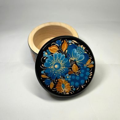 Шкатулка з петриківським розписом кругла (d-8 см, h-5 см) SK0602